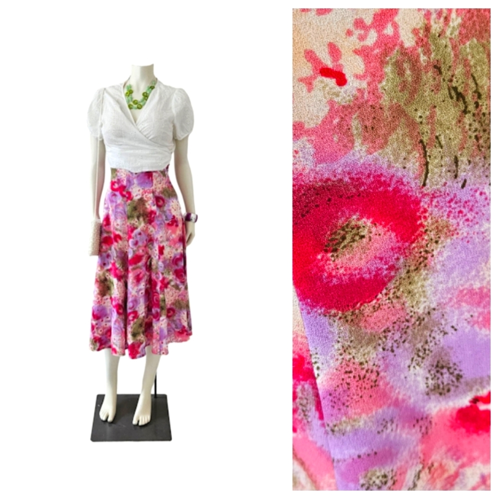 Womens High Waisted Floral Skirt